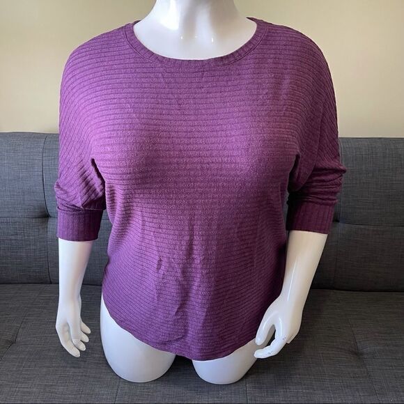 Purple Ribbed Dolman Sleeve Sweater - Picture 3 of 5